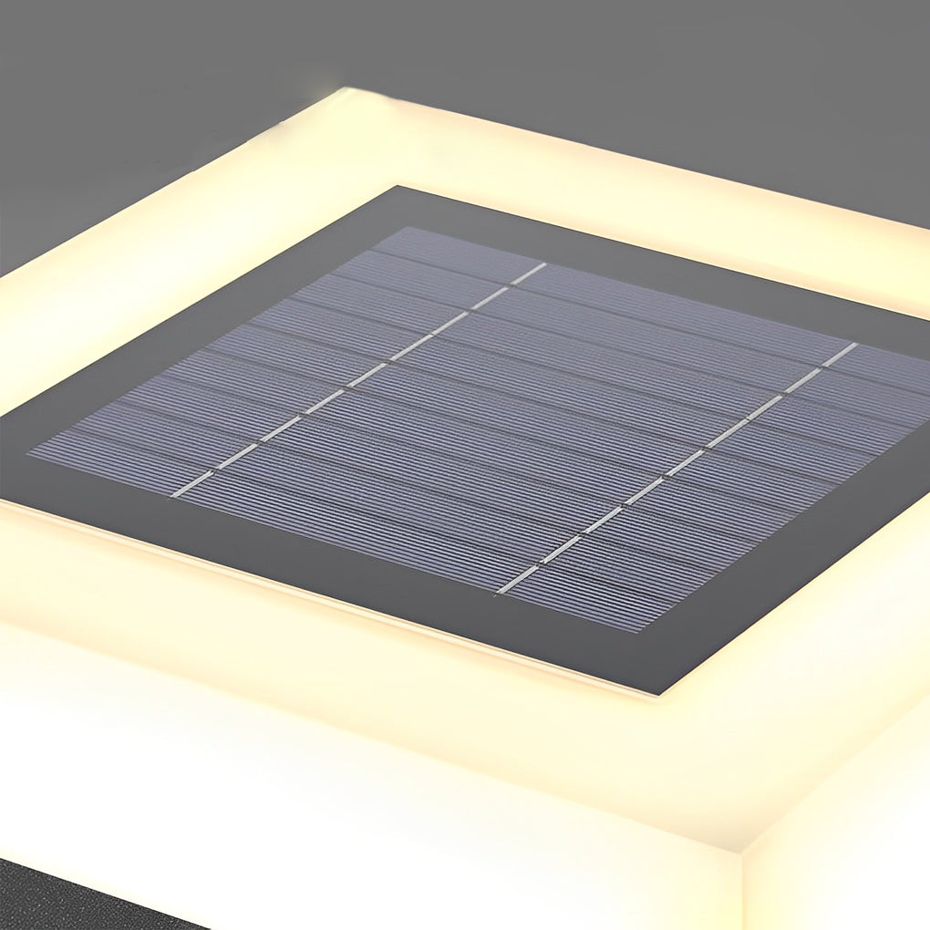 Top view of solar front lawn light showing integrated solar panel design.