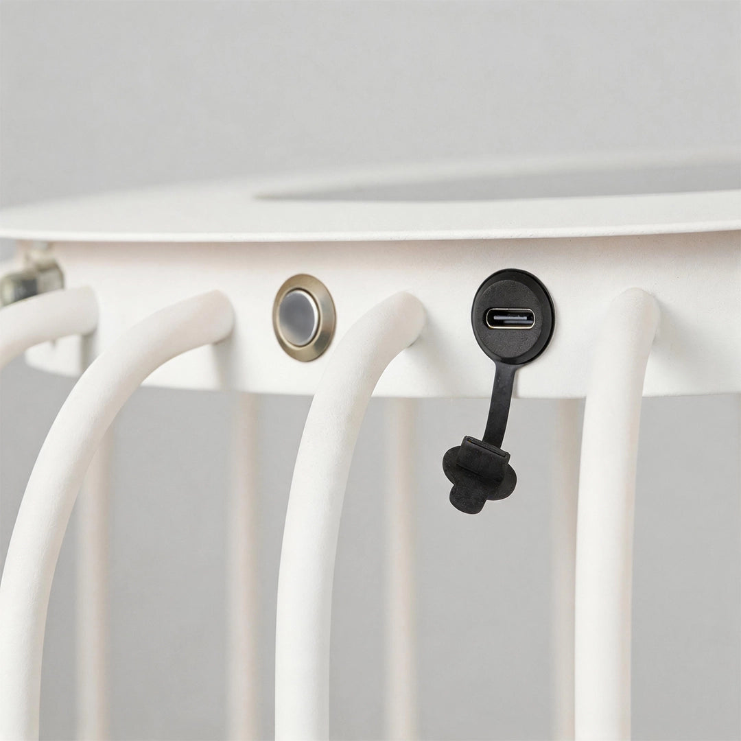 Close-up of the top frame and control details on solar garden lanterns.