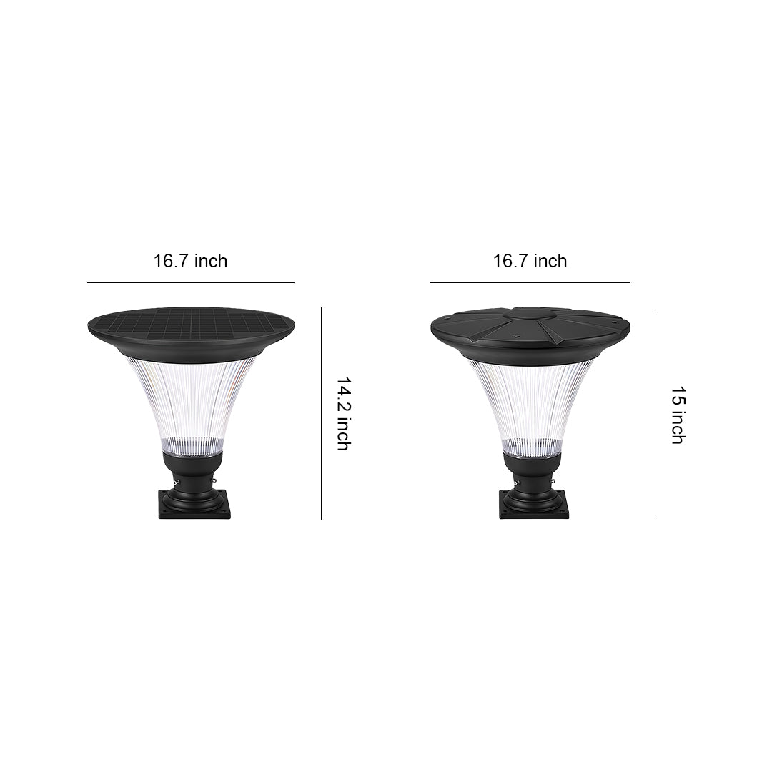 Solar-powered garden light illuminating a path in a garden during the day.