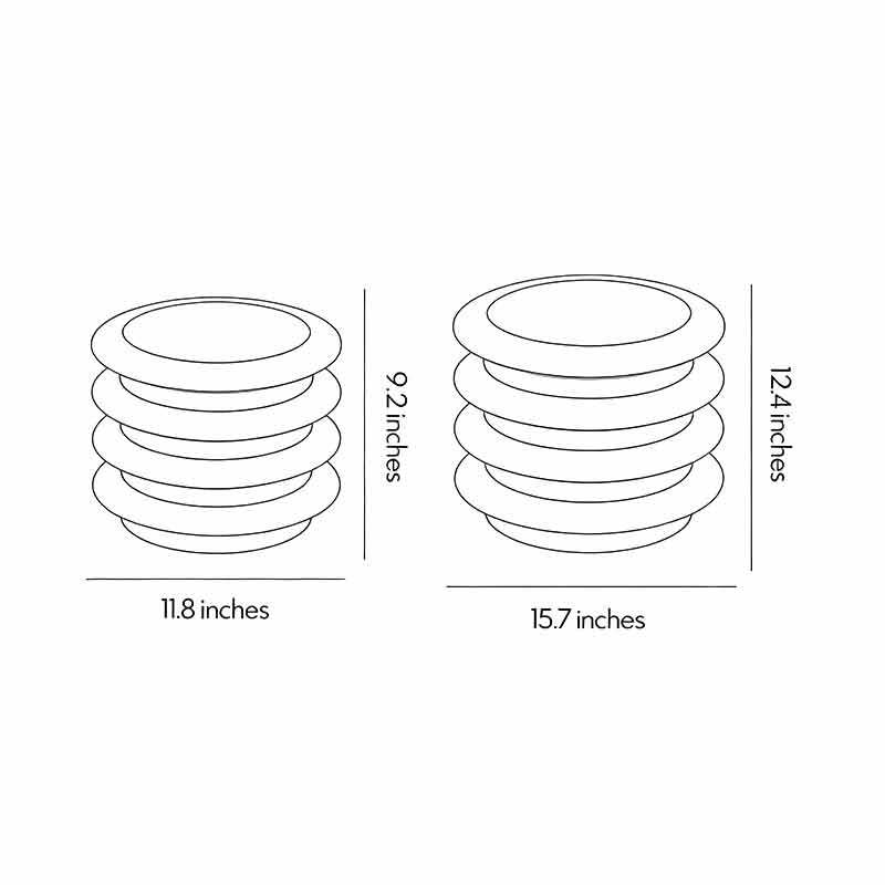Solar garden pillar lights dimension drawing displaying multiple size options for outdoor installation.
