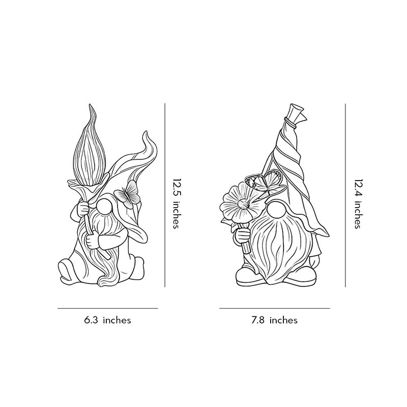 Line drawing of solar gnomes garden lights dimensions, providing size specifications.