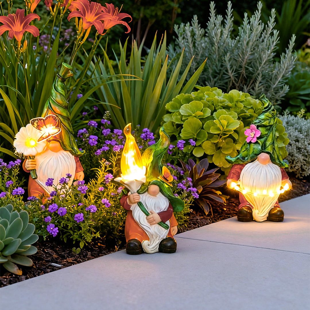Solar Gnomes Garden Lights Welcome Mini Statue Lawn Lamp – Dazuma