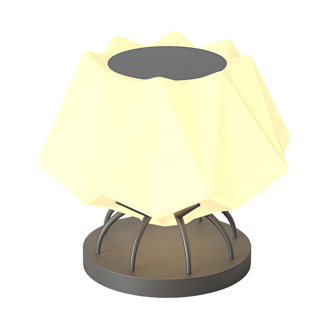 Solar led pillar lights product image with decorative geometric design on white background.