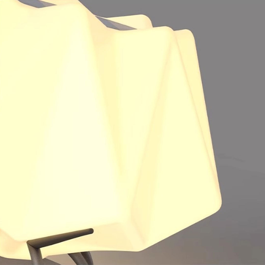 Solar led pillar lights close-up featuring geometric illuminated diffuser with soft warm lighting.