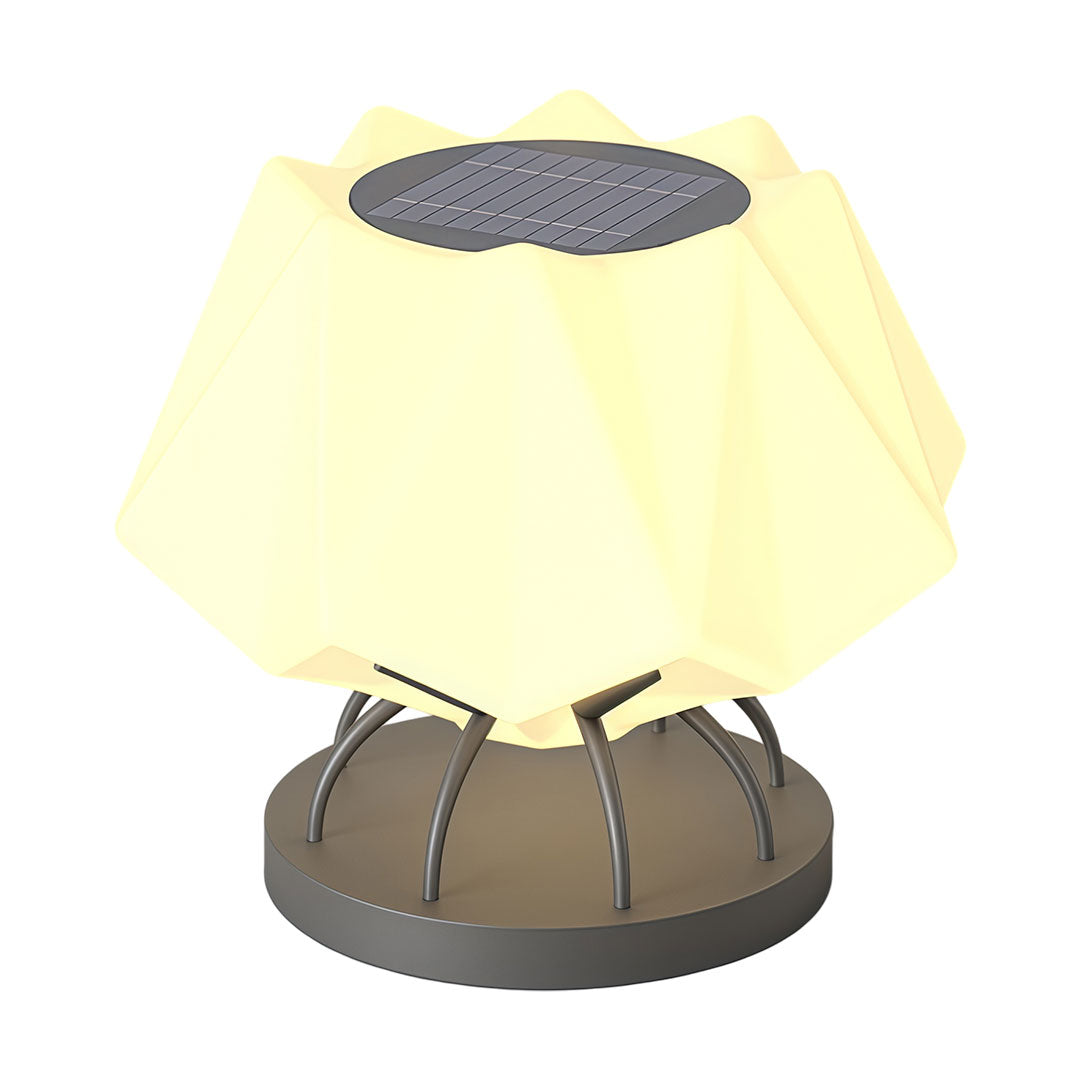 Solar led pillar lights with integrated solar top and sculptural modern outdoor lighting style.