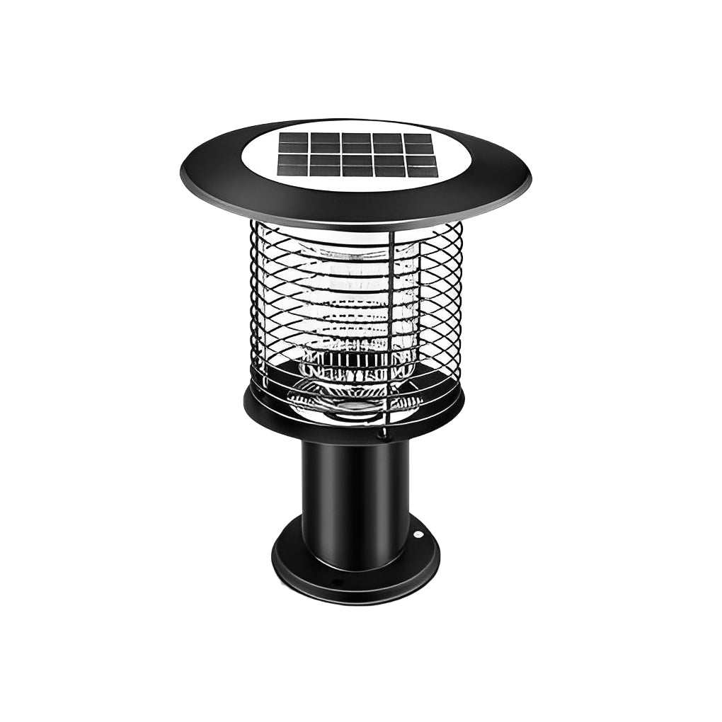 Solar light bug zapper bollard light isolated product photo.