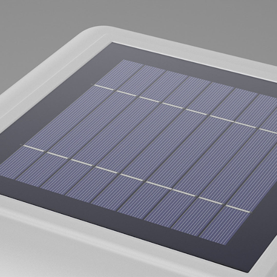 Top solar panel detail of solar lights for pillar tops with integrated energy-saving technology.