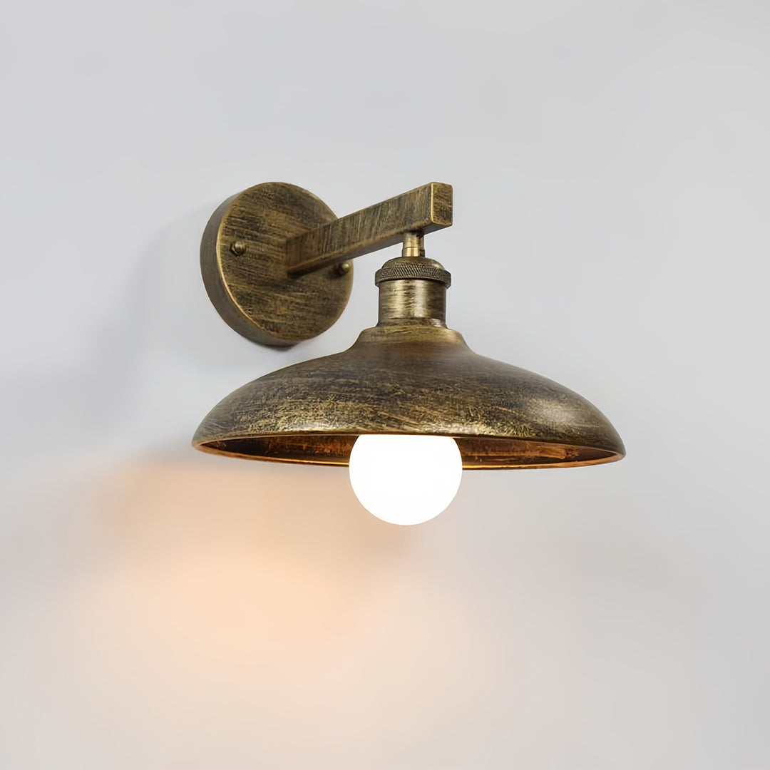 Modern brass-finish solar lights outdoor wall fixture designed for pathways and exterior décor.