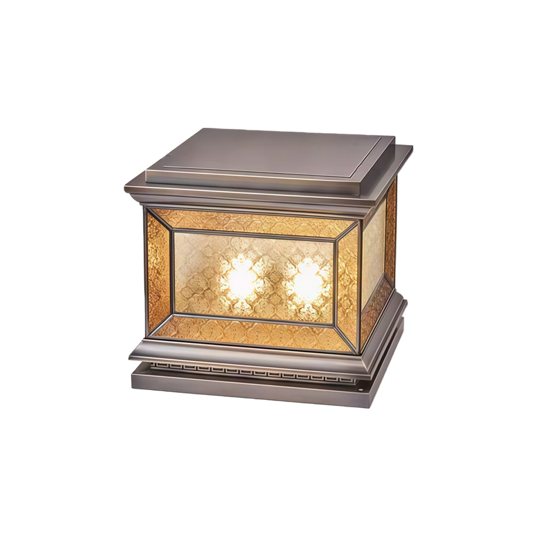 Contemporary solar lights pillar isolated on white background with elegant ambient illumination.