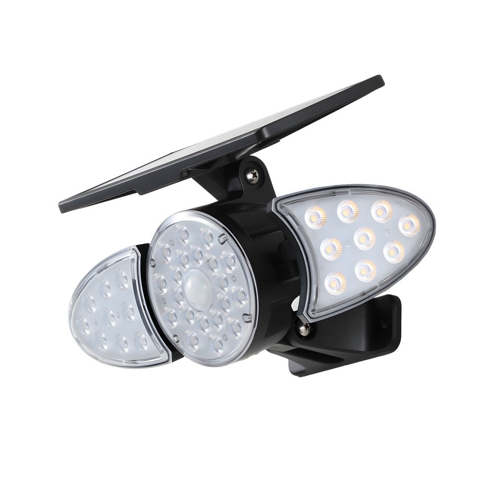 Solar Motion Security Light 3 - Head Outdoor LED Wall Fixture with Motion Sensor