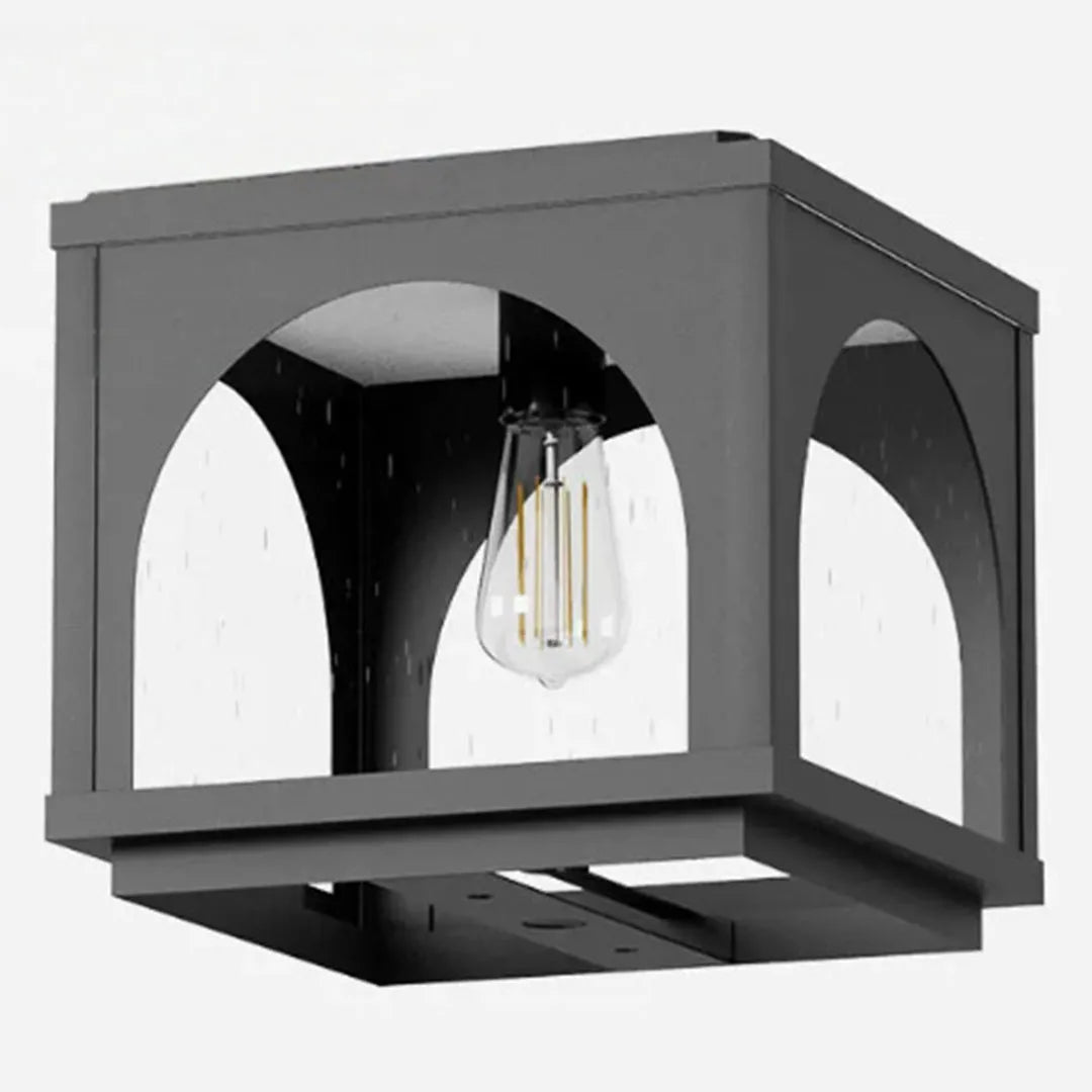 Close-up of solar outdoor pillar lights highlighting the integrated solar panel on the top surface.
