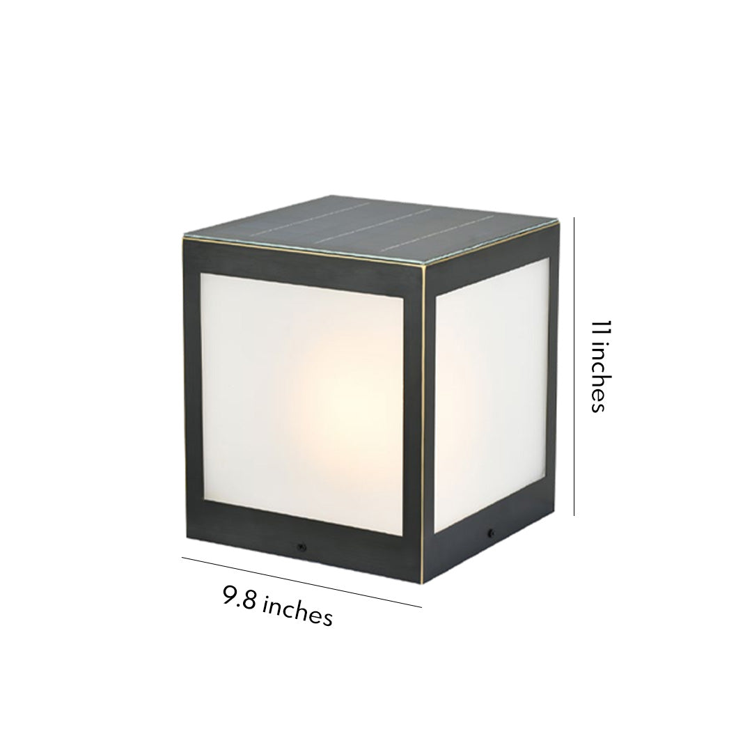 Technical diagram of solar outdoor pillar lights, showcasing their modern and energy-efficient design.