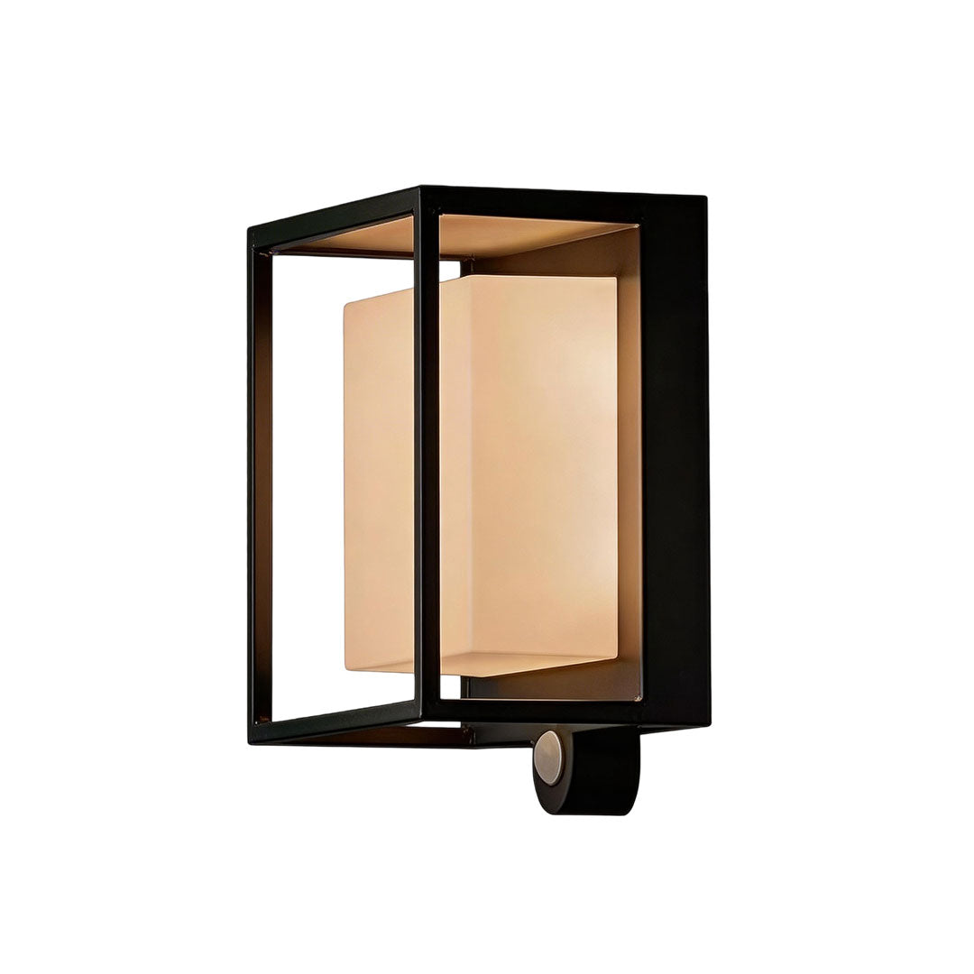 Solar outdoor wall mounted lights with a rectangular design, enhancing a modern exterior.