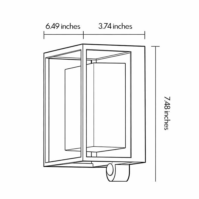 Technical diagram of solar outdoor wall mounted lights showing dimensions and installation details.