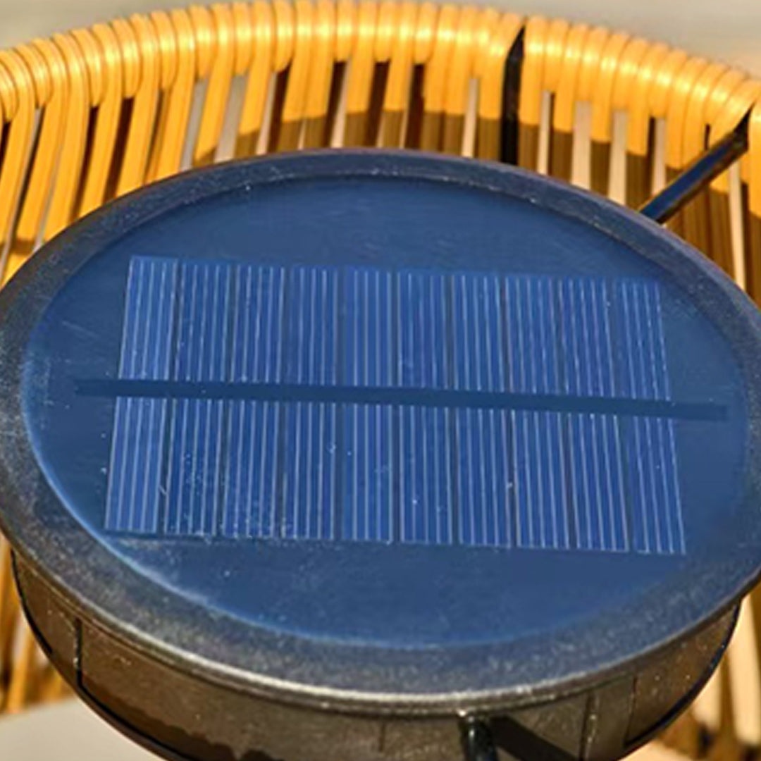 Silver Metal Table Lamp solar panel detail showing eco-friendly power source integrated into modern outdoor floor lamp design