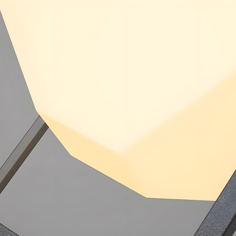 Close-up detail of solar pillar light showing integrated solar panel technology and premium construction materials