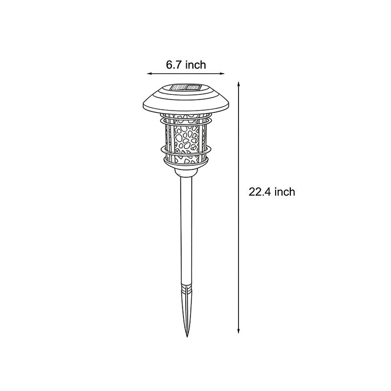 Solar path lighting LED dimension diagram showing height and diameter measurements.