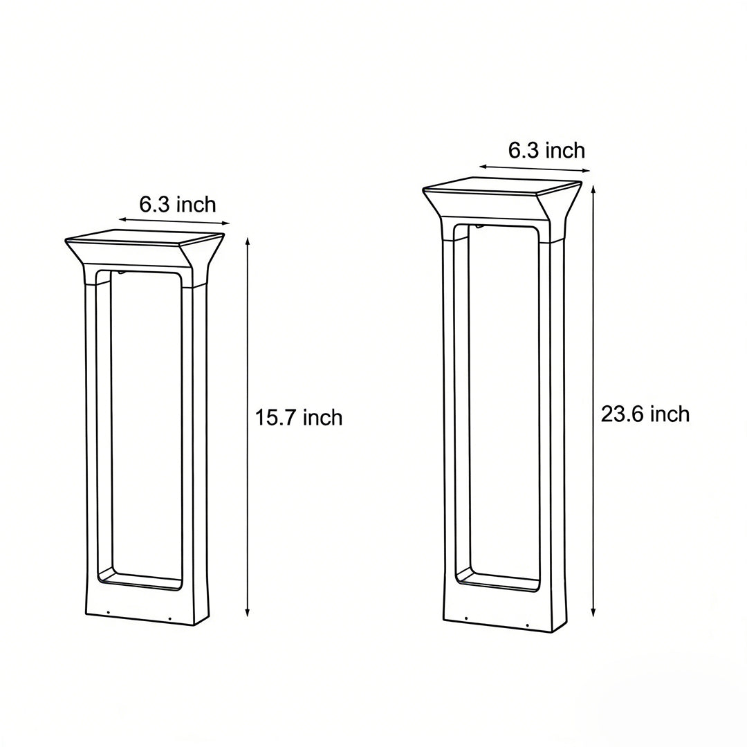 Solar pathway outdoor lamp dimension diagram showing size measurements.