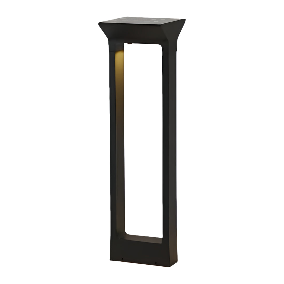 Solar pathway outdoor lamp shown in two height options with clean modern design.