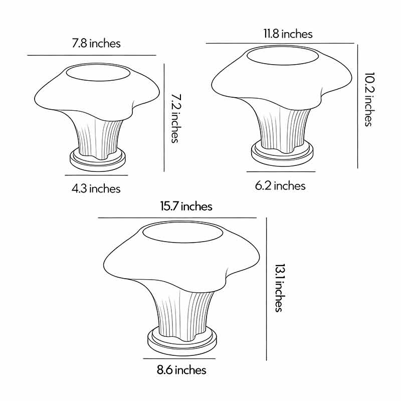 Solar pillar light dimension drawing displaying multiple size options for exterior pillar installation.