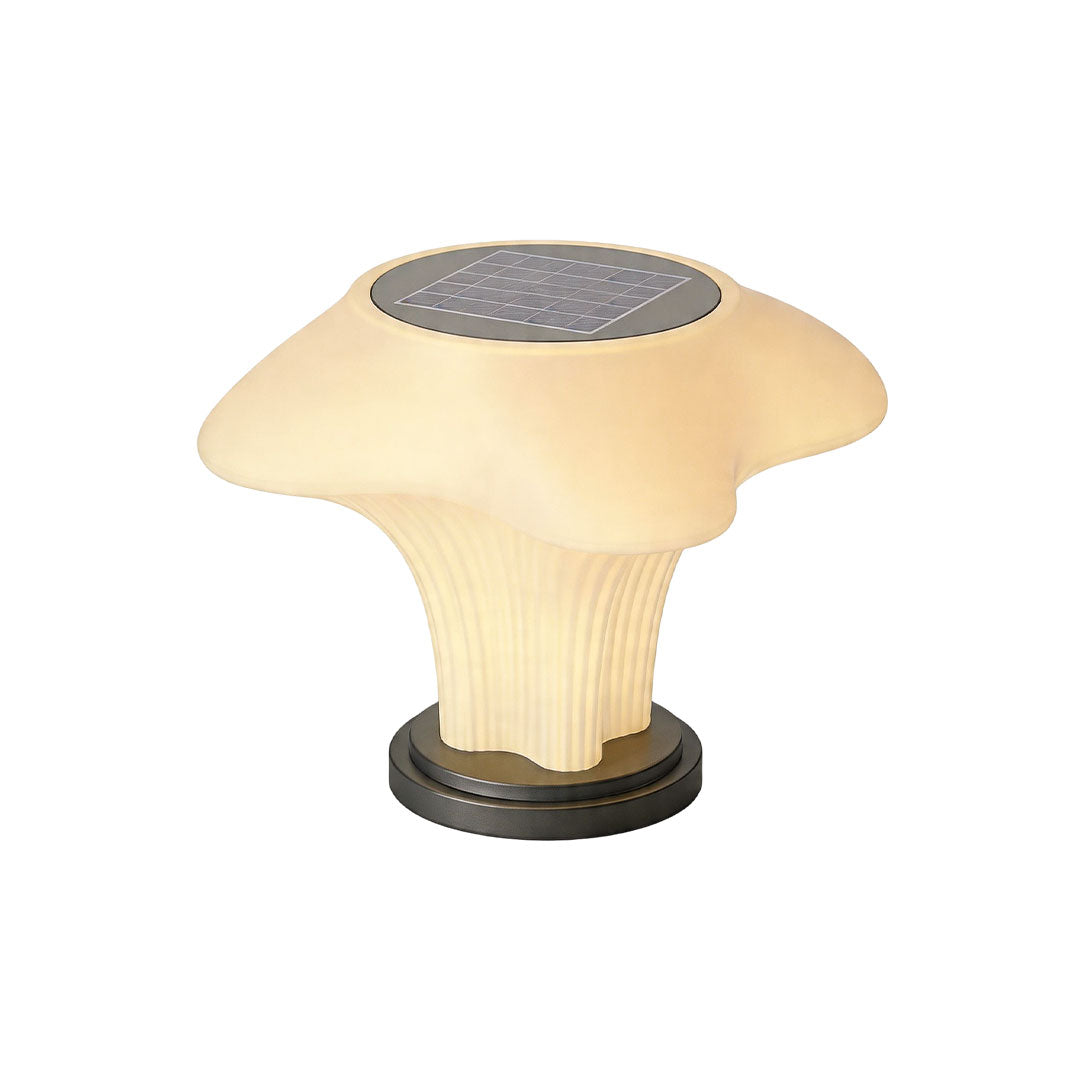 Solar pillar light medium outdoor lamp with smooth curved diffuser and modern garden style.