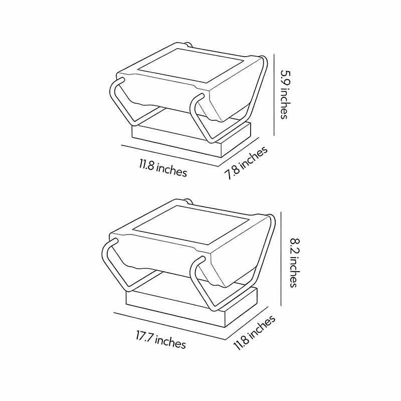Solar pillar lighting dimension drawing displaying multiple size options for outdoor installation.