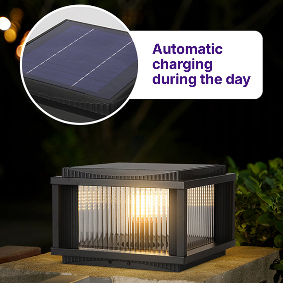 Solar outdoor pillar lights with color-changing LED technology and multiple lighting modes for garden decoration