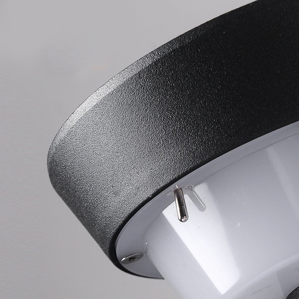 Solar powered garden path lights detail view highlighting the round lamp head and durable outdoor materials.