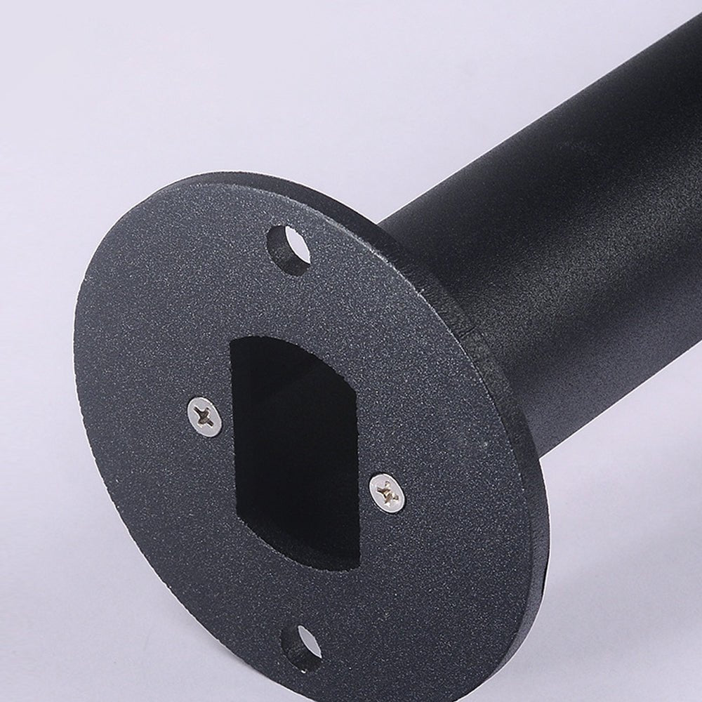 Solar powered garden path lights close-up showing textured black metal finish and soft diffused light output.