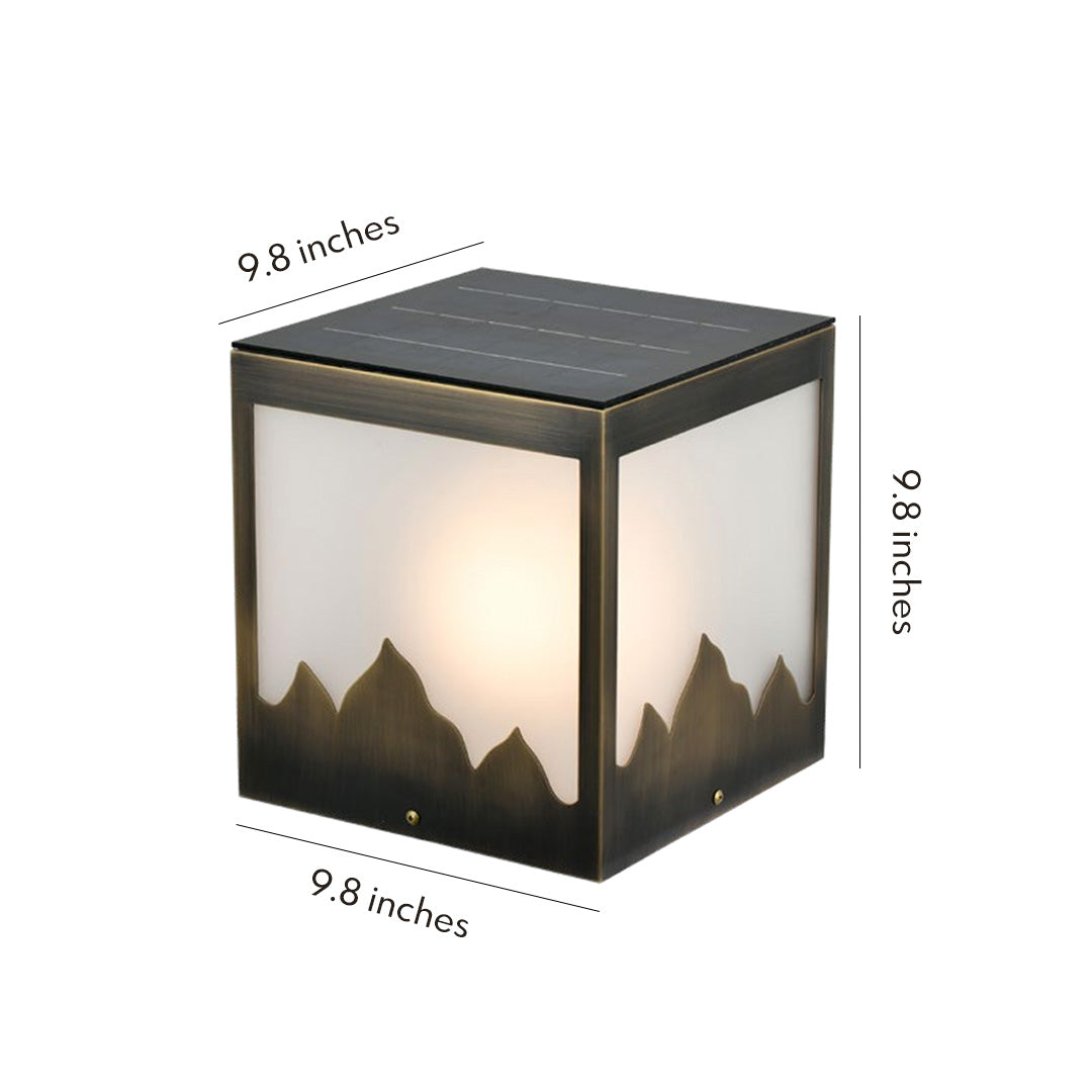 Technical diagram of solar powered pillar lights, showcasing their compact and energy-efficient design.