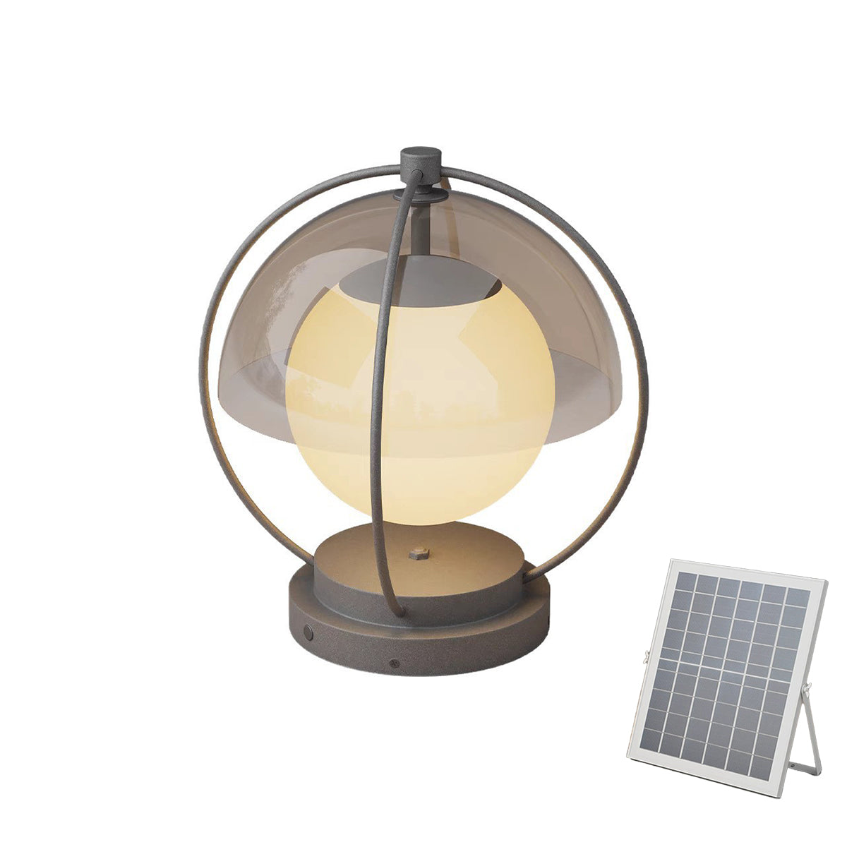Solar-powered sphere light with detachable solar panel for flexible outdoor installation options