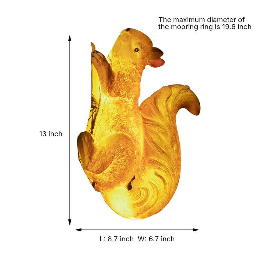 Technical drawing showing solar squirrel light dimensions with measurement specifications