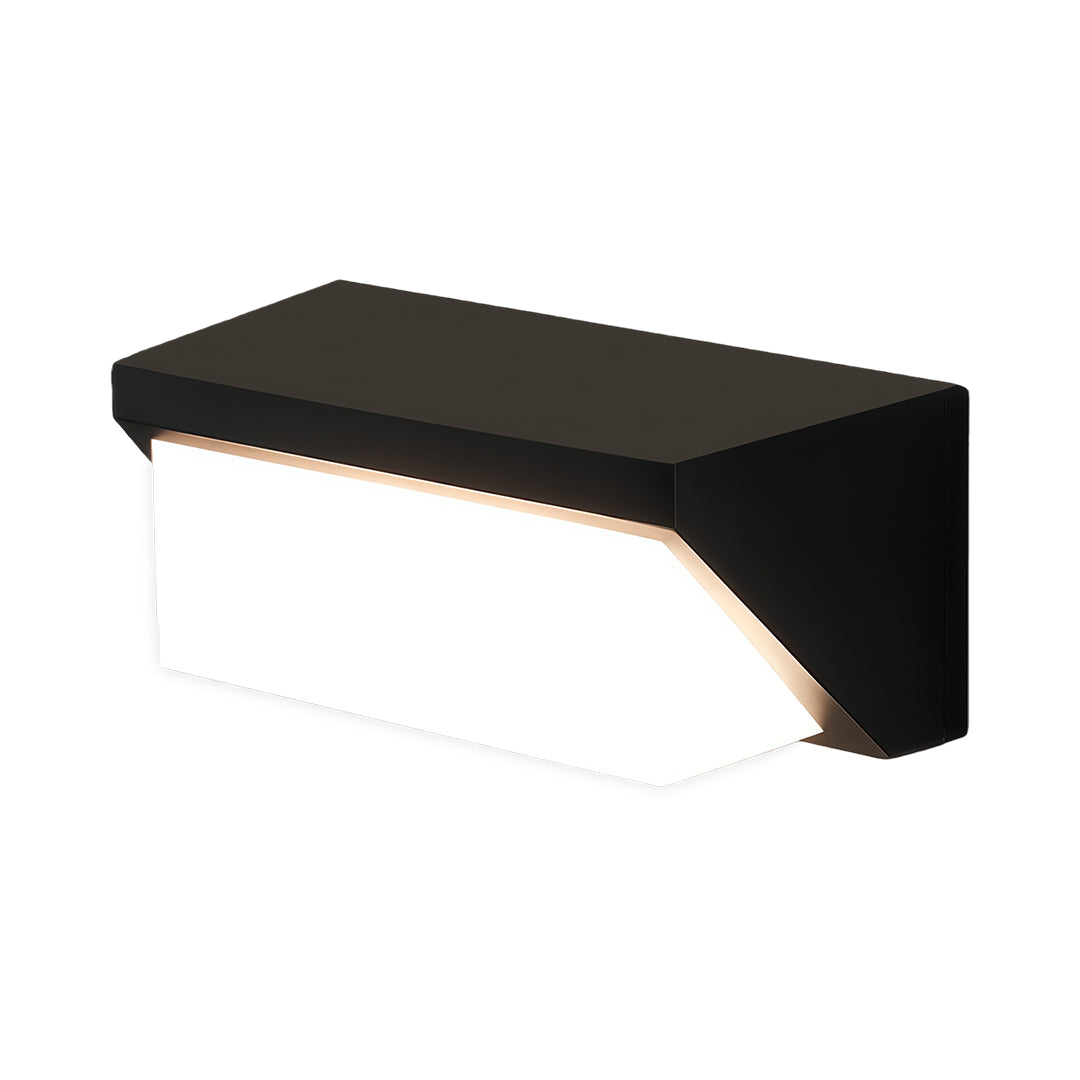 Modern solar outdoor wall light mounted above a door, offering bright lighting for a contemporary house entrance.