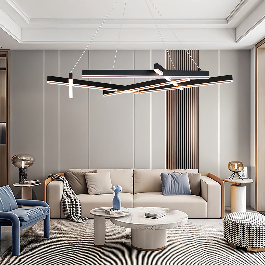 Sophisticated dining room with small black pendant light creating elegant overhead illumination