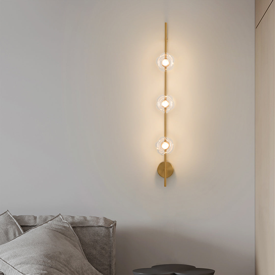 Sophisticated indoor wall mounted lights with vertical arrangement in modern bedroom setting