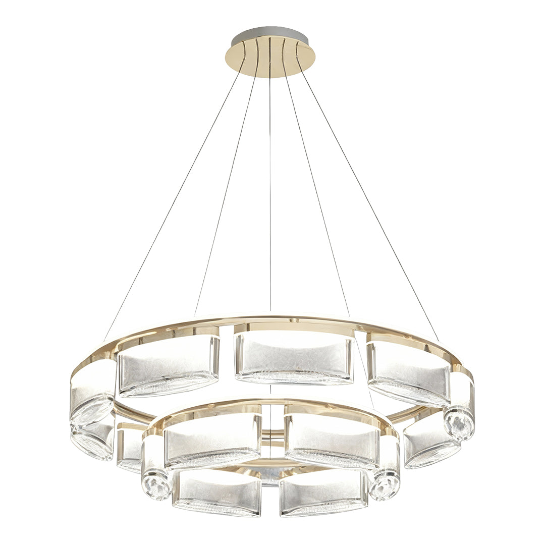 Sophisticated kitchen island chandelier modern with open ring structure and rectangular crystal glass inserts