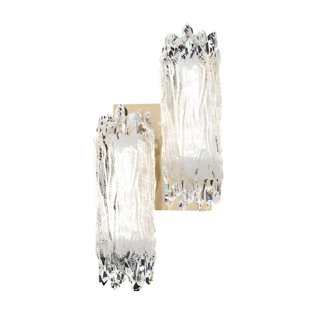 Sophisticated modern wall lighting displaying ribbed glass shade with warm brass finish wall mount