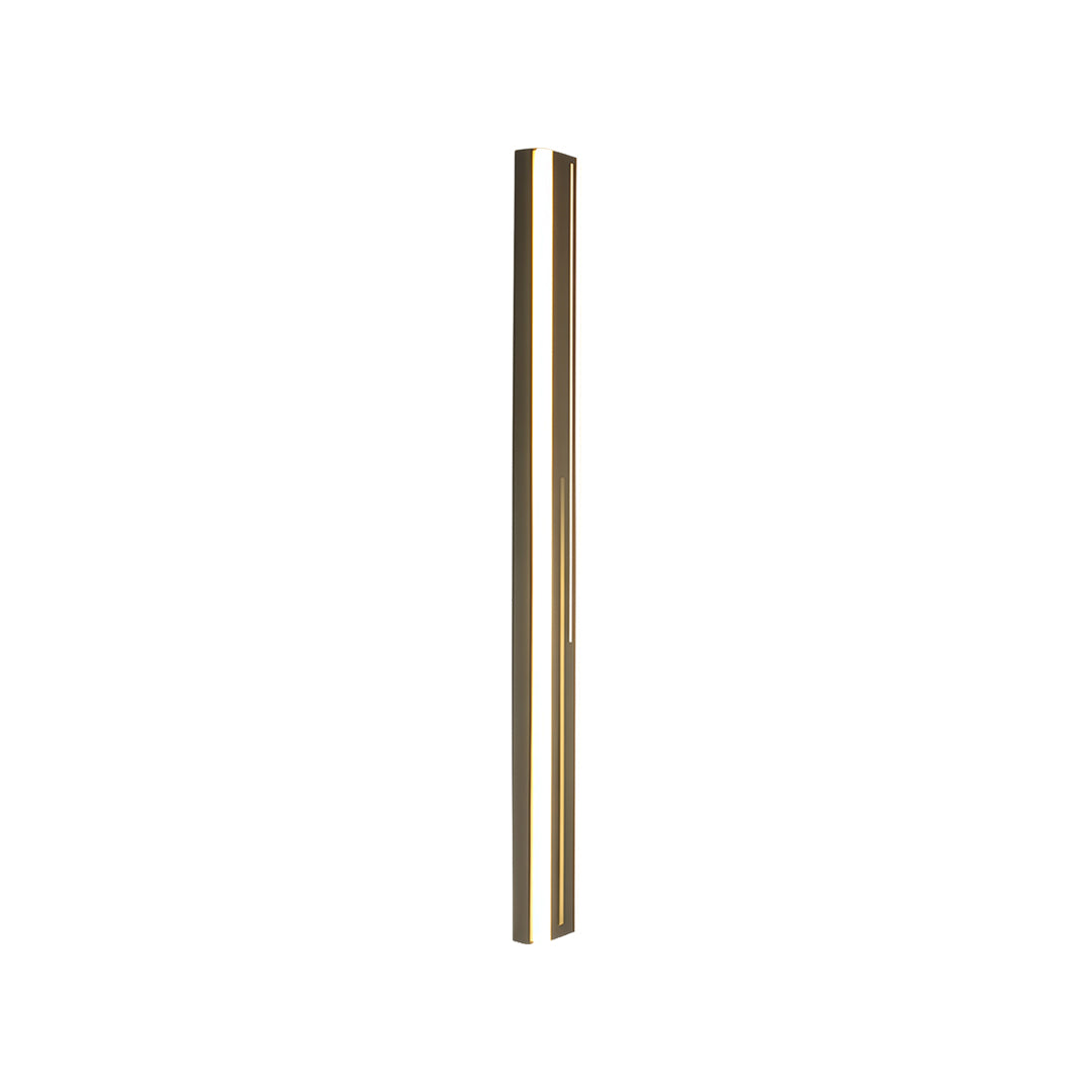 Sophisticated outdoor wall mount lighting with narrow vertical profile and bronze-gold detailing