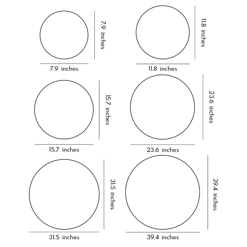 Sphere floor lamp dimension drawing displaying multiple size options for outdoor spaces.