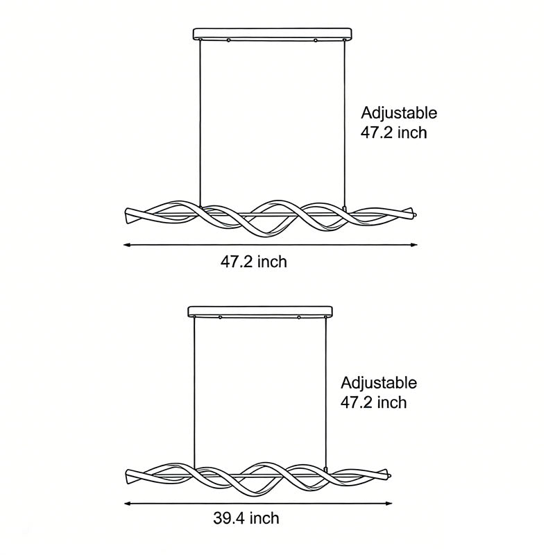 The spiral pendant linear hanging chandelier enhances the aesthetic appeal of a room, combining simplicity and elegance in a minimalist design.