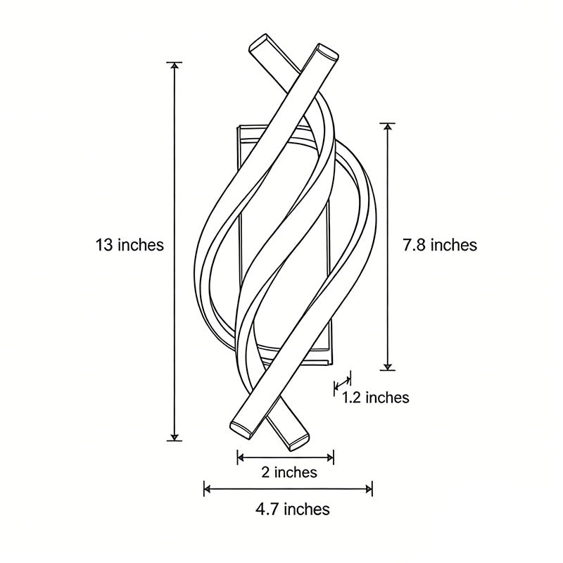 Line drawing of spiral wall sconce dimensions, providing installation specifications.