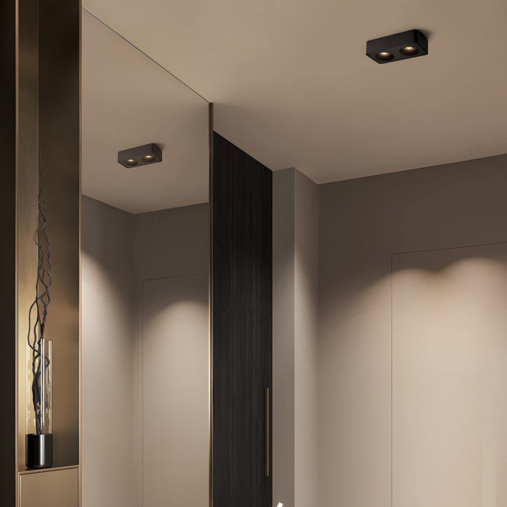 Spotlight LED square with a modern design, illuminating a stylish kitchen.