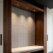 spotlights for ceiling illuminating a modern entryway with warm recessed lighting and minimalist architectural design