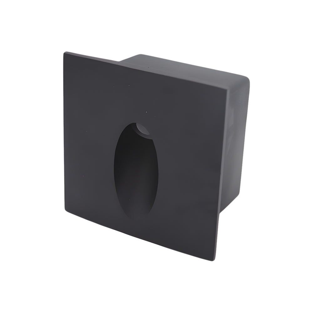 Square LED step light with modern black housing showing clean geometric design for contemporary stair lighting installations