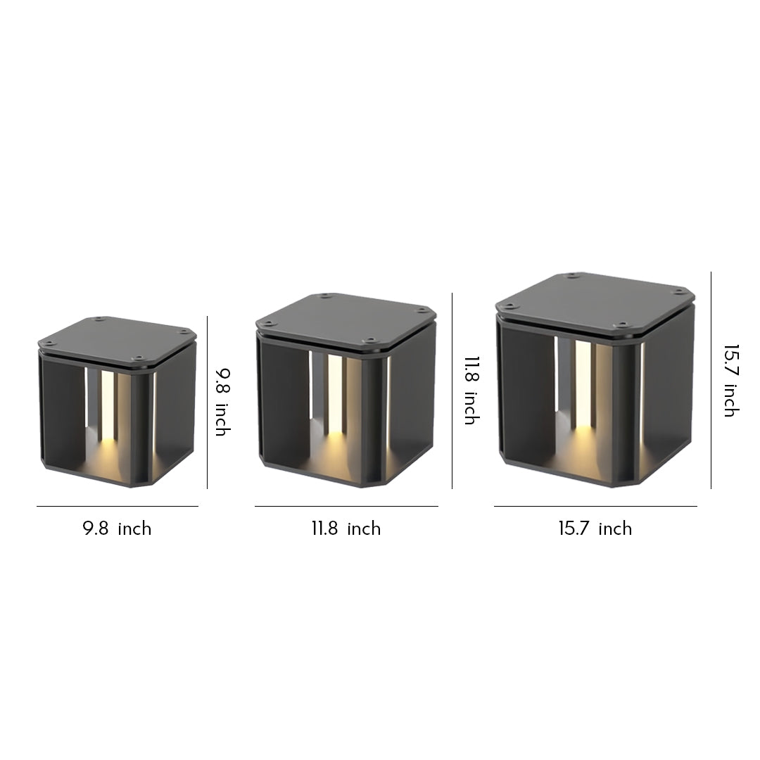 Modern square black main gate pillar light design featuring minimalist geometric style for outdoor entrances.