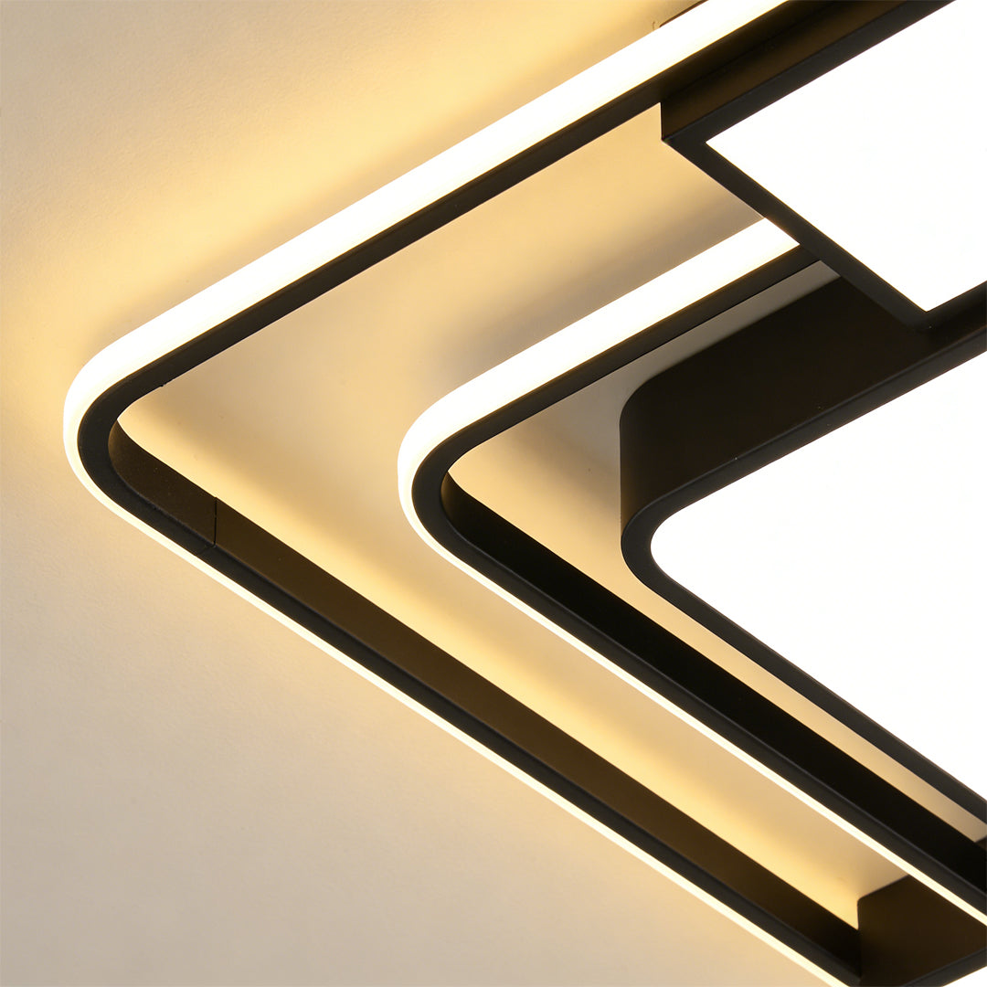 Stepless dimming square flush mount ceiling light with remote control explanation diagram