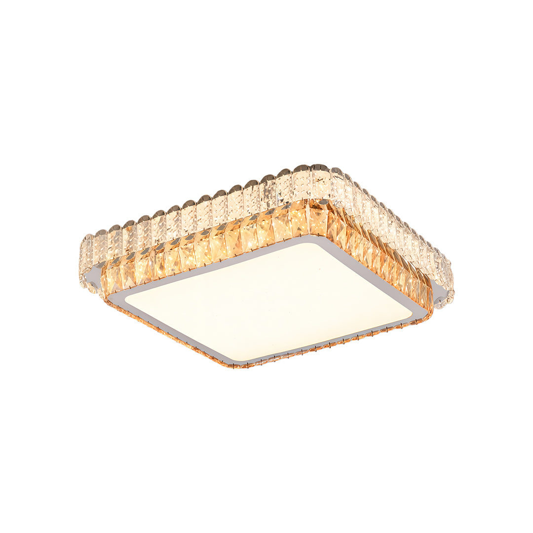 Square flush mount ceiling light modern in modern gold tone with crystal accents.