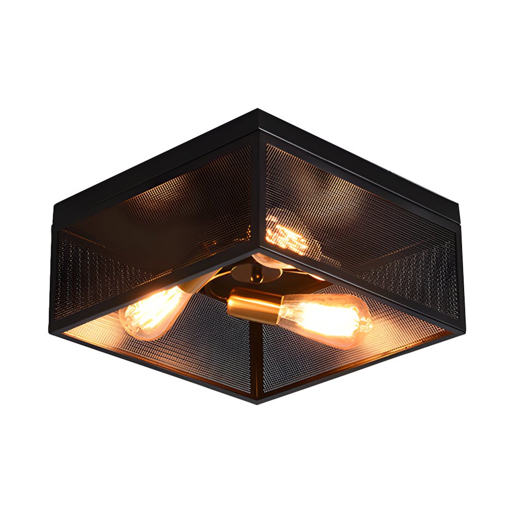 Square Iron Frame American Country Style Ceiling Light Fixture - Dazuma