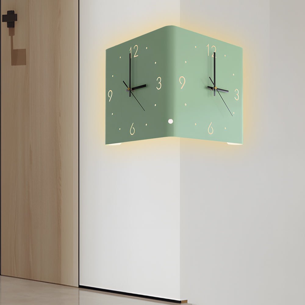Corner Clock Led Square Metal Silent Backlit LED Corner Wall Clock Modern Wall Decor ...