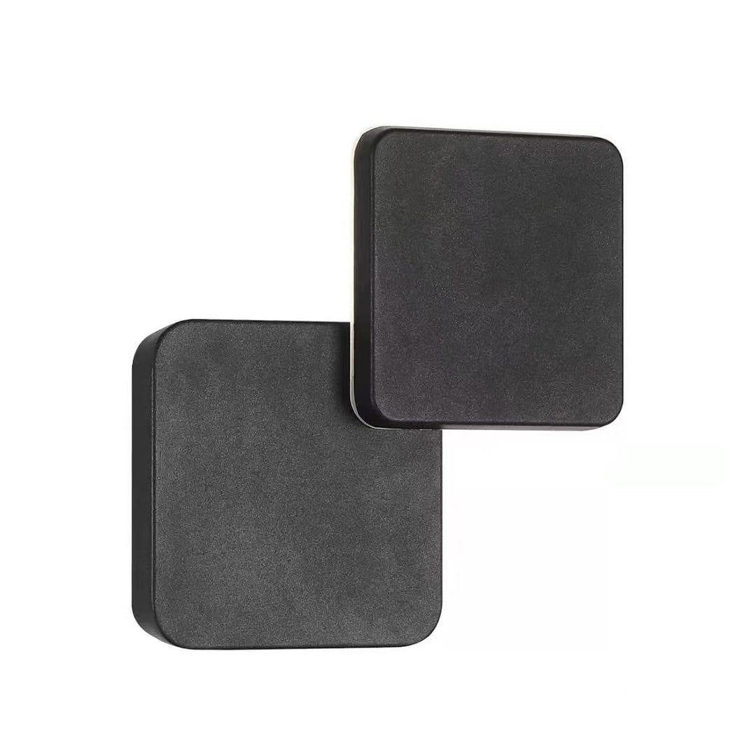 Square-shaped modern outdoor lighting sconce in dark grey finish displayed on a white background.